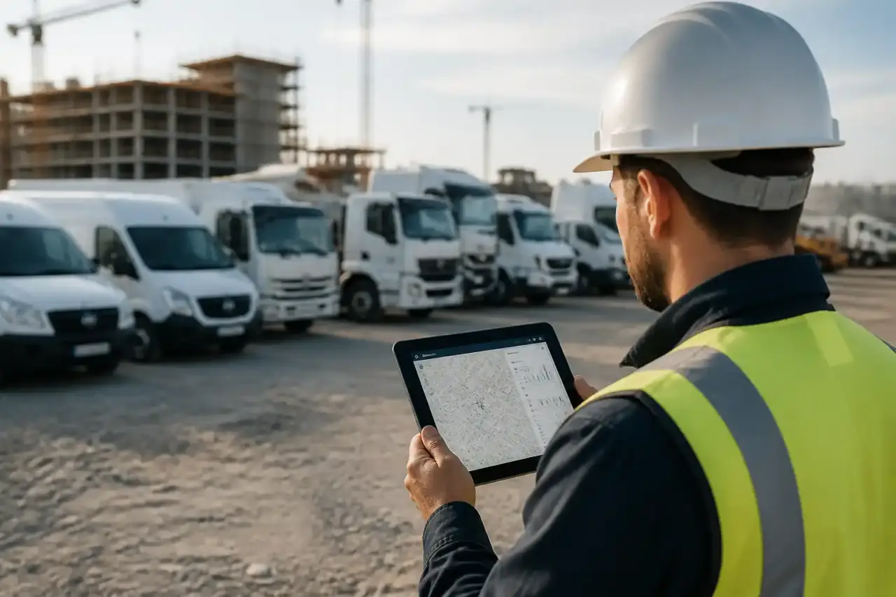 Flotte de véhicules connectés dans un hub logistique moderne