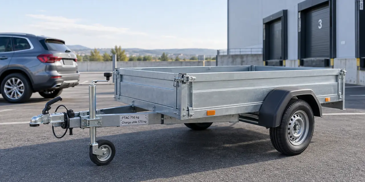 PTAC d’une remorque : 750 kg autorisés, mais seulement 570 kg de charge utile