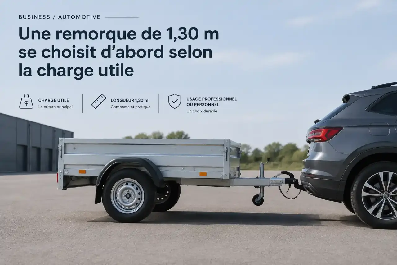 Une remorque de 1,30 m se choisit d’abord selon la charge utile